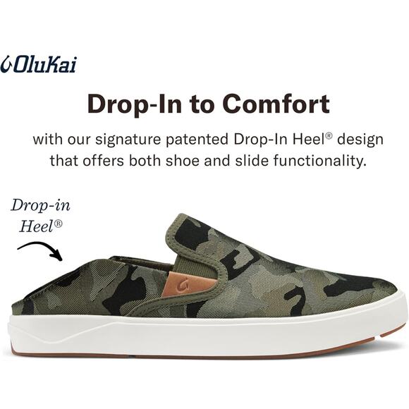 OLUKAI Lae'ahi Pa'i Mens Size 11 Slip On Camo Green Boat Shoes 10444-6ZKE NEW - Picture 9 of 10